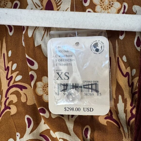 NWT Free People Lady Lane Collar Cord Jacket Coat Red Cream - Picture 3 of 11